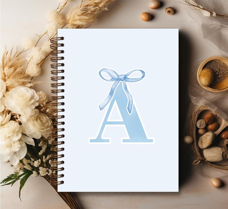 foedor Blue Bow Journal Notebook for Girls,Initial A Journals Personalized Diary Gifts for Teen Girl Kids,Monogrammed Gifts for Women,Trendy Coquette Cute Hardcover Spiral Notebook 5.5 x 8.3 - Image 3